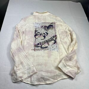 Bolufe Patchwork Button Down Shirt Tie Dye Boho Casual Long Sleeve Top M USA